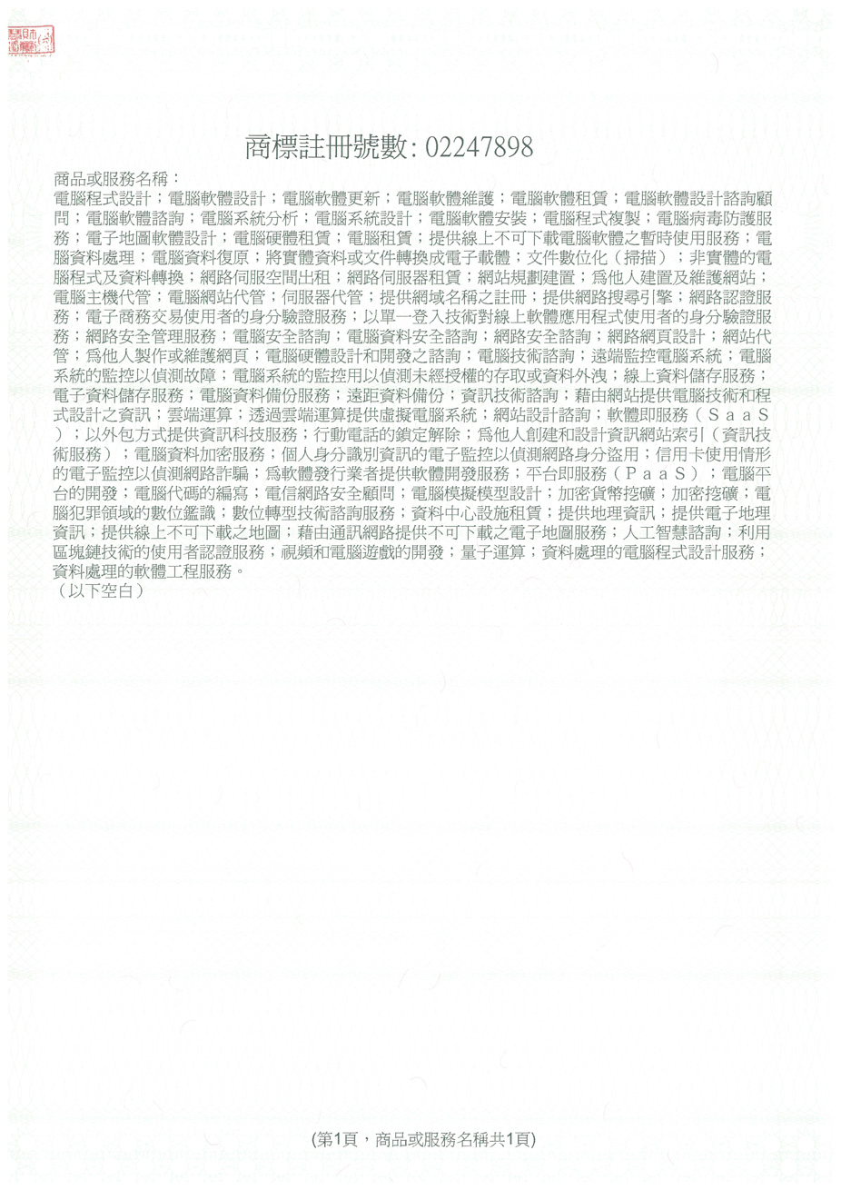 商標註冊號數 02247898